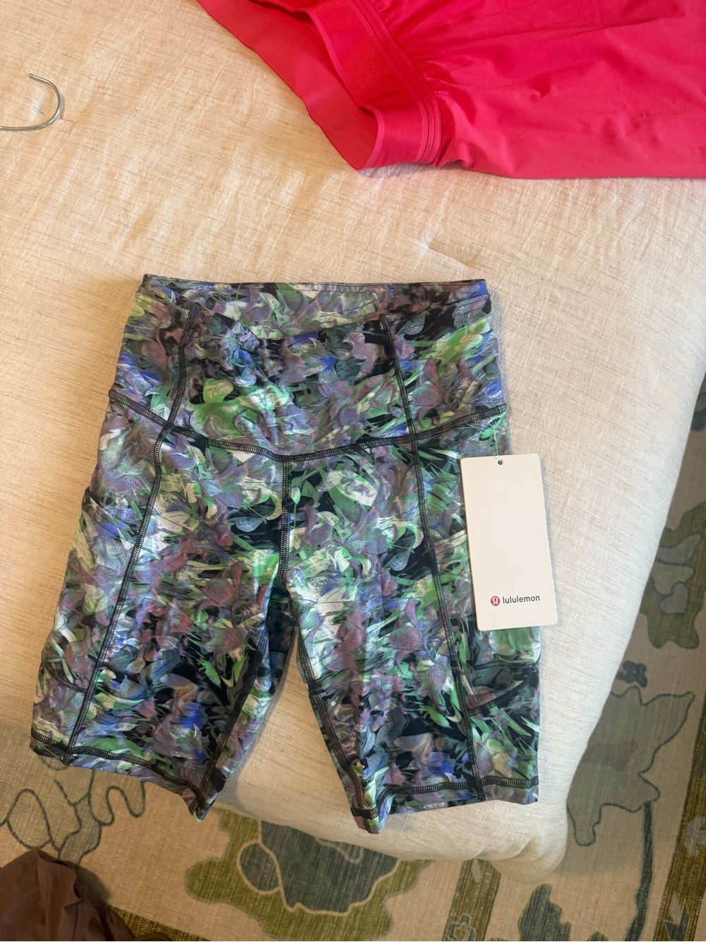 lululemon athletica Women's Multicolor Green & Purple Printed Bike Shorts